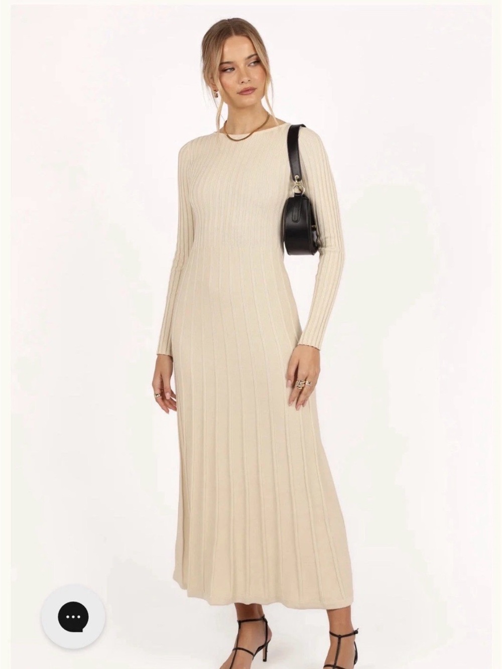 Petal & Pup Cream Ribbed Knit Maxi Dress